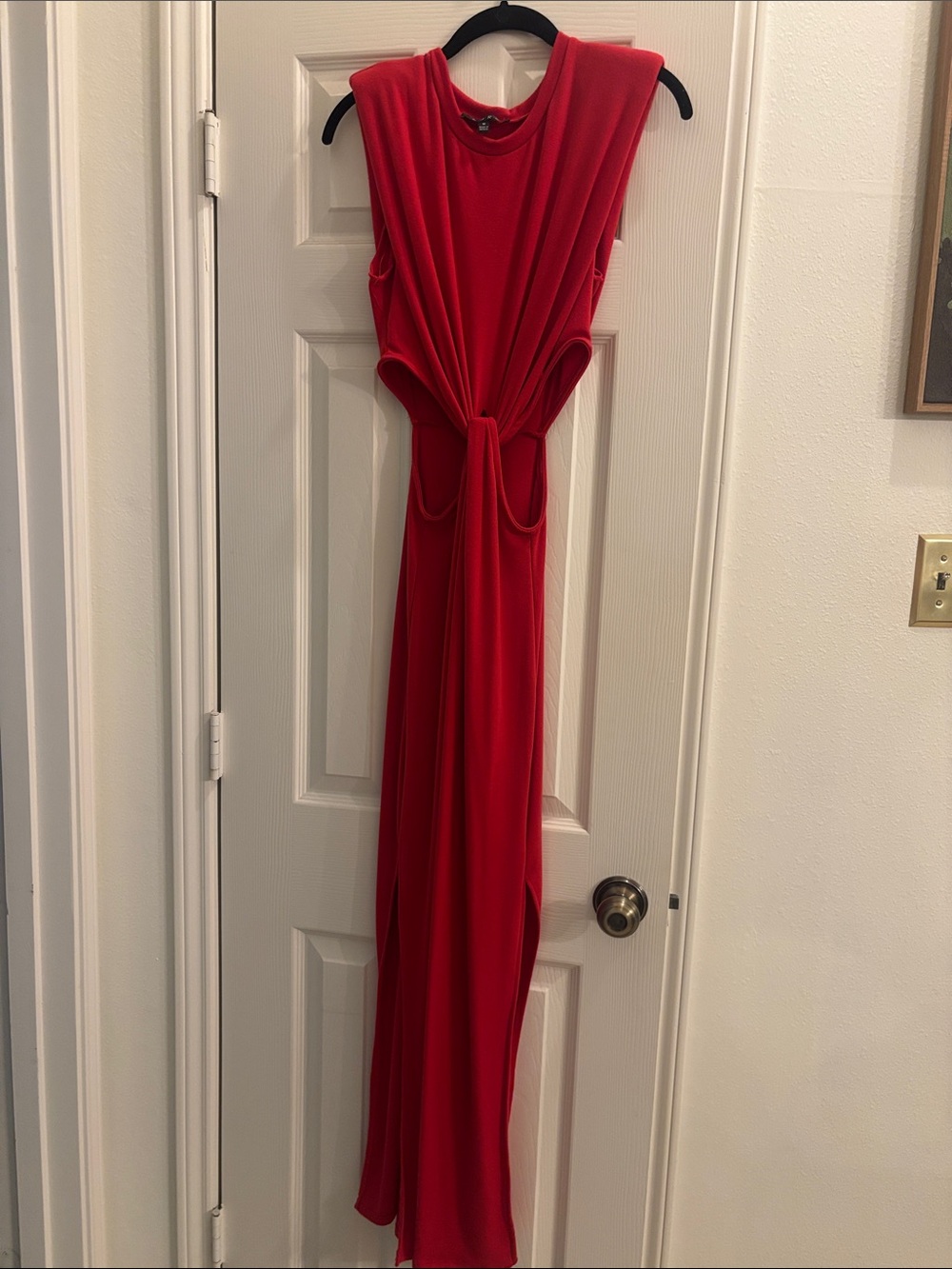 Red Sleeveless Maxi Dress with Front Knot